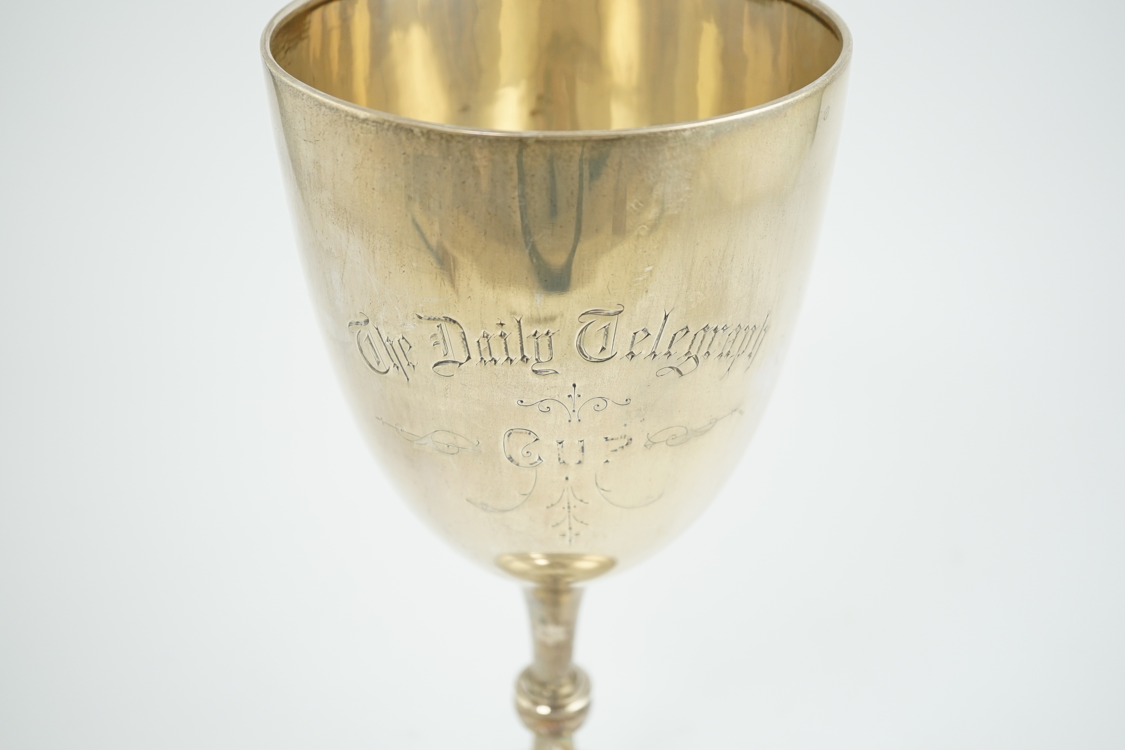 A large Edwardian silver presentation trophy cup, inscribed ' The Daily Telegraph Cup', maker CW